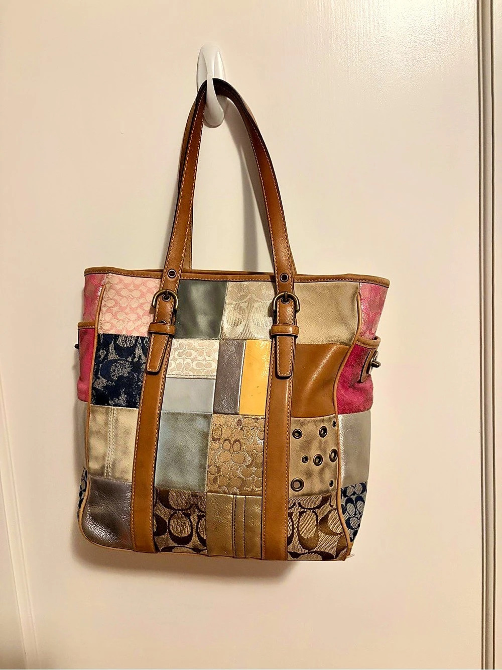 Coach Patchwork Tote Brown & Multicolor